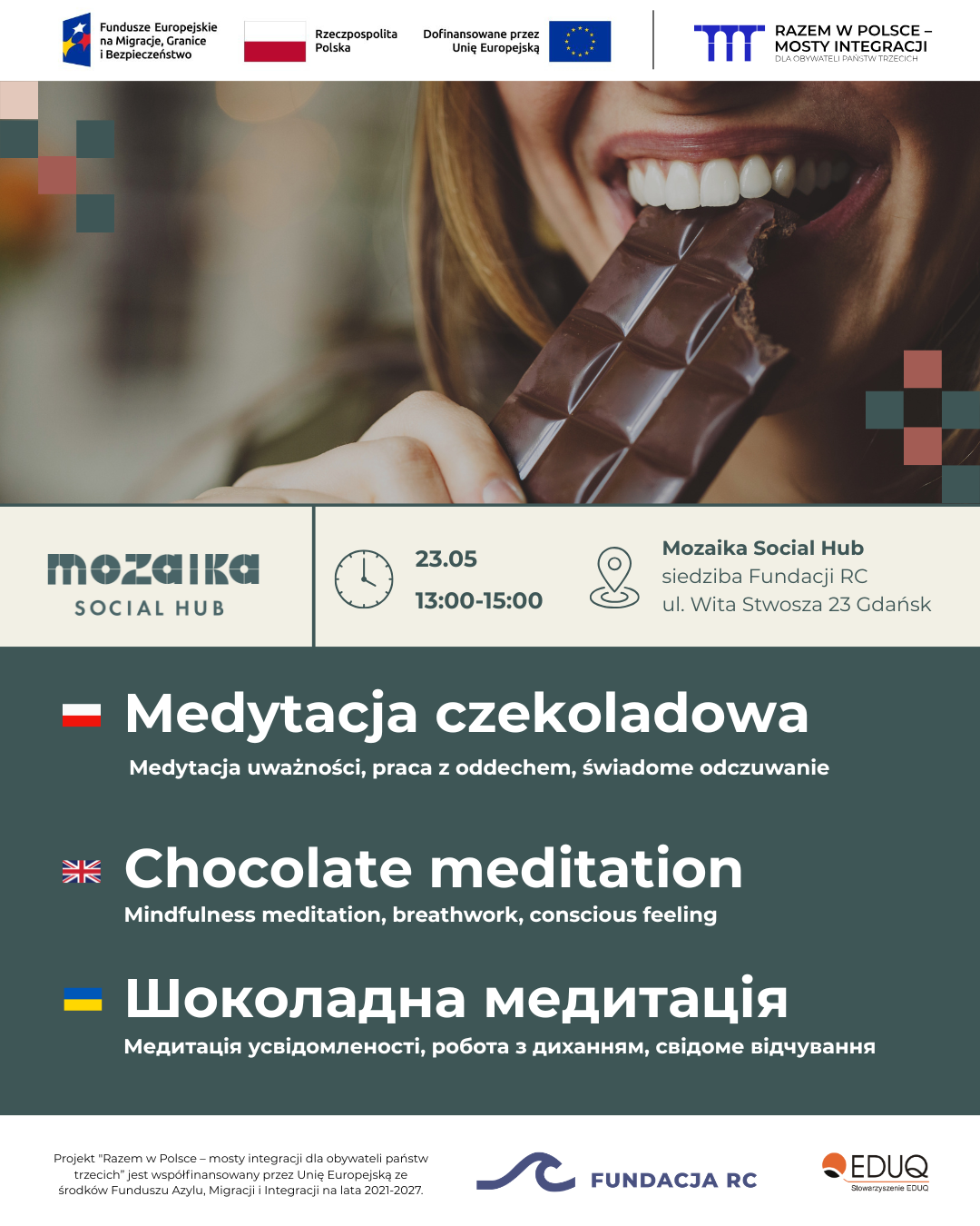 Plakat wydarzenia Medytacja czekoladowa w Mozaika Social Hub